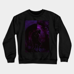 Portrait, digital collage, special processing. Bizarre. Dark man figure, like pirate. Death itself. Violet and blue. Crewneck Sweatshirt